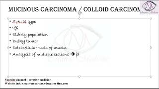 Lec 25 Carcinoma Breast Mucinous Caricinoma  Breast [upl. by Andromache]