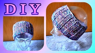 Stirnband aus Resten von Sockenwolle stricken • DIY  Julebuergerfee [upl. by Ayatan]