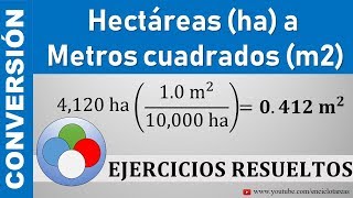 Conversión de metros cuadrados m2 a hectáreas ha  m2 a ha [upl. by Yeruoc]