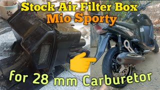 Stock Air Filter Box Compatible for 28mm Carburetor Mio Sporty 59mm allstock setup [upl. by Elyrrad852]