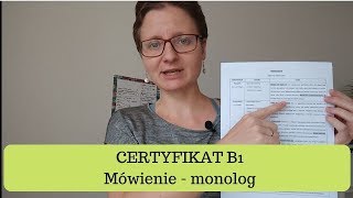 CERTYFIKAT B1 Mówienie  monolog [upl. by Diskin]