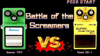 Ibanez TS9 Tube Screamer vs Boss SD1 Super Overdrive  Battle of the Screamers [upl. by Shriner]