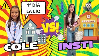 🎒 PRIMER DÍA de COLE de GISELA vs INSTITUTO de NOA 📚 REACCIÓN GISELA VUELTA AL COLE vlog [upl. by Cedar577]