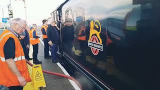 The Black Five Steam Locomotive 44871 and 47802 at Whittlesea Station platform 1 [upl. by Auohp]