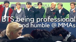 BTS Being Professional amp Humble at the MMAs [upl. by Atsirhc592]