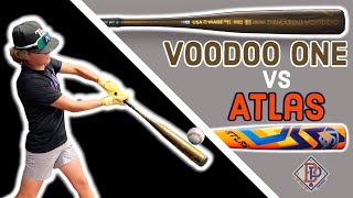 THE PERFECT Demarini Voodoo One vs Louisville Atlas Head to Head BBCOR Bat Review [upl. by Neibaf]