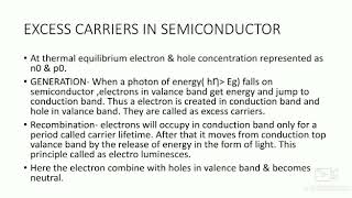 Excess Carriers in Semiconductors [upl. by Athey]