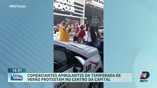 Comerciantes ambulantes protestam em Florianópolis contra novos critérios de credenciamento [upl. by Durante]