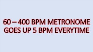 Accelerating Metronome 60  400 BPM Build Drum Piano Speed [upl. by Hennessy]