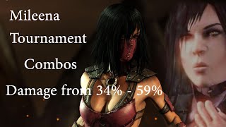 Mortal Kombat X Mileena Tournament Combos Damage From 30  59 [upl. by Lyrehs]