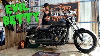 Custom Harley Street Bob Garage Made Exhaust First Start UP [upl. by Prowel]