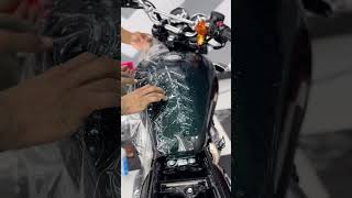 Royal Enfield full tank ppf installation travel ppf ultrashieldxviralvideo [upl. by Auqinot]