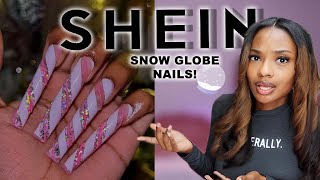 SHEIN Snowglobe Nails   Snowglobe nails w Shein Supplies [upl. by Razec]