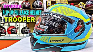 TROOPER  STUDDS  FLIPUP FULL FACE HELMET  DOUBLE VISOR  BEST HELMET  REVIEW IN HINDI [upl. by Anon]