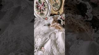 White Napkins Hand Embroidery Frames Frivolite Lace Pincushions [upl. by Egiaf]