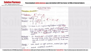 Class 66 General Anaesthetics Agents  Medicinal Chemistry 01  BPharmacy 04th Semester [upl. by Doi605]