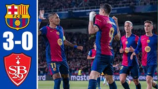 Barcelona vs Brest 30 highlights Dani Olmo goal and Lewandowski penalty goal [upl. by Mosnar]