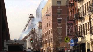 FDNY ON SCENE OF MAJOR 1060 FATAL GAS EXPLOSION FIRE amp MAJOR 2 BUILDING COLLAPSE IN HARLEM NYC [upl. by Ahsenar]