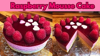 Raspberry Mousse Cake  the Loveliest Valentines Cake ❤️ [upl. by Cecilla725]