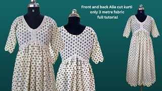 Easy Alia Style Kurti Cutting and Stitching Tutorial – Front amp Back Desing in Tamil [upl. by Mannes872]