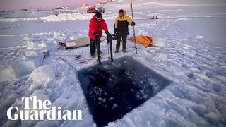 Antarctic researchers mark winter solstice with icy swim [upl. by Lough94]