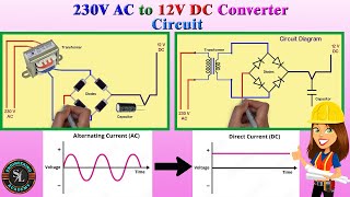 230V AC to 12V DC Converter Circuit  How to Convert 230V Alternating Current to 12V Direct Current [upl. by Aihseuqram674]