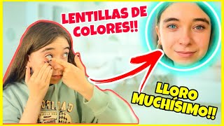 Mi primera vez PROBANDO LENTILLAS de COLORES 😯COMO poner LENTILLAS de COLORES 👀 LLORO😭 [upl. by Zaccaria188]