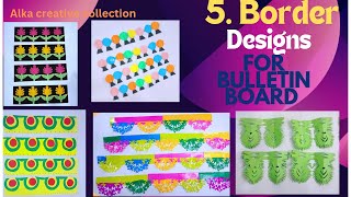 5 Different Types Of Border Designs For Display Board bulletinboard papercraft [upl. by Lacey]