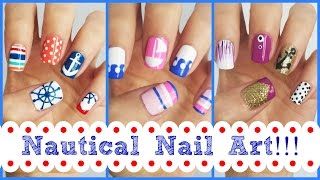 Nautical Nail Art Three Easy Designs  MissJenFABULOUS [upl. by Neveda270]