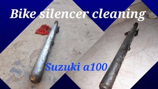 Restoring a 1974 Suzuki A100  silencer cleaning  2stroke bike [upl. by Ikram]