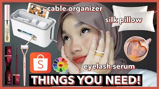 SHOPEE HAUL THINGS YOU NEED  Cable storage box Accessories Silk Pillowcase Jeans adjustment [upl. by Hgielsel]