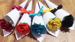 Kağıttan Renkli Güller Yapımı 🌹🌷💮🏵️🌹Simple Hand Crafts öğretmenlergünü 24kasım [upl. by Calvo93]