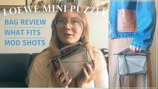 Loewe mini puzzle bag review I wear amp tear I what fits I mod shots [upl. by Moyer]