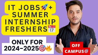 🔥💥 20242025 Freshers Hiring  Jobs amp Internships to Boost Your Career 💥🔥 [upl. by Willmert782]