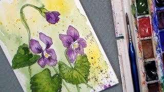 Wild Violets in Watercolor with Pen amp Ink [upl. by Lesser962]