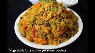 veg biryani in cooker  how to make vegetable biryani in cooker  easy pressure cooker biryani [upl. by Eelarual]