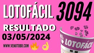 🍀 Resultado Lotofácil 3094 [upl. by Trill]