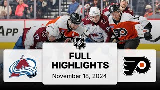 NHL Highlights  Avalanche vs Flyers  November 18 2024 [upl. by Imit]