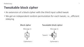 Lightweight Authenticated Encryption Mode of Operation for Tweakable Block Ciphers [upl. by Weld751]