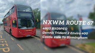 END OF LEASE Route PB67  BX09PEO4803  NX West Midlands Trident2Enviro400 [upl. by Yhtak]