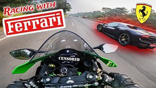 ZX10R amp FERRARI Drag 😱Ninja Zx10R Top Speed💚Superbike Vs Supercar🔥 [upl. by Neik]