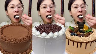 Asmr🍰Eating Chocolate Bean Cream Cake🍰 Soft And Waxy Sound 크림丨먹방丨Mukbang丨Satisfying丨Eatingsh [upl. by Alimrahs]