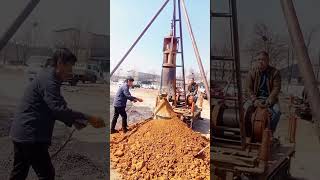 Pile digging process with claw drill [upl. by Aihsak]