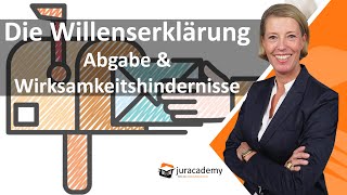 Willenserklärung  Abgabe  Wirksamkeit ► Jura online lernen auf juracademyde [upl. by Sirred829]