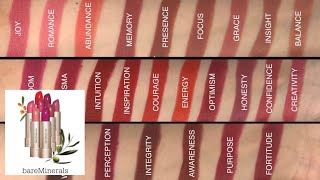 BareMinerals MINERALIST HYDRASMOOTHING LIPSTICK Full Swatches [upl. by Siraj]