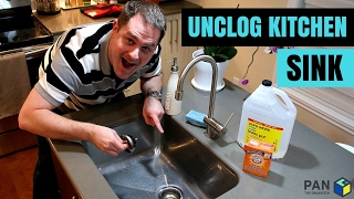 How to unclog a kitchen sink using baking soda and vinegar [upl. by Htebilil]