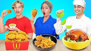 ME VS GRANDMA COOKING CHALLENGE  Funny Food amp Kitchen Hacks by 123GO CHALLENGE [upl. by Ahsad]