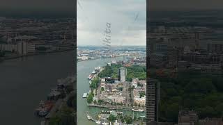 Vertical video Rotterdam Netherlands View of the port River Nieuwe Maas Summer day Rainy cl [upl. by Publea]