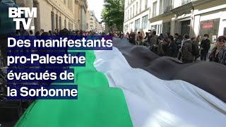 Des manifestants proPalestine se sont installés à la Sorbonne avant dêtre évacués par la police [upl. by Raffaj]