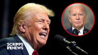 Trump reacts to Biden dropping out of presidential race [upl. by Enaitsirk]